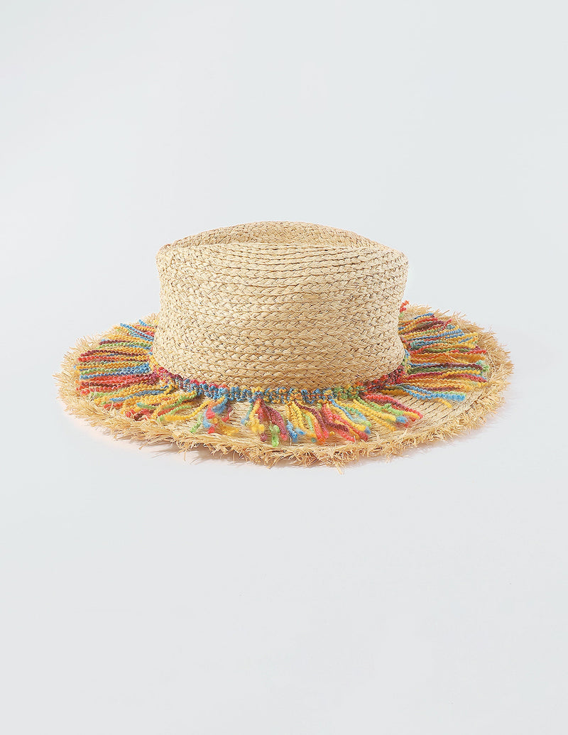 Colorful Cotton Rope Tassel Straw Hat