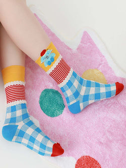 Cute Bear Pudding Pattern Cotton Socks