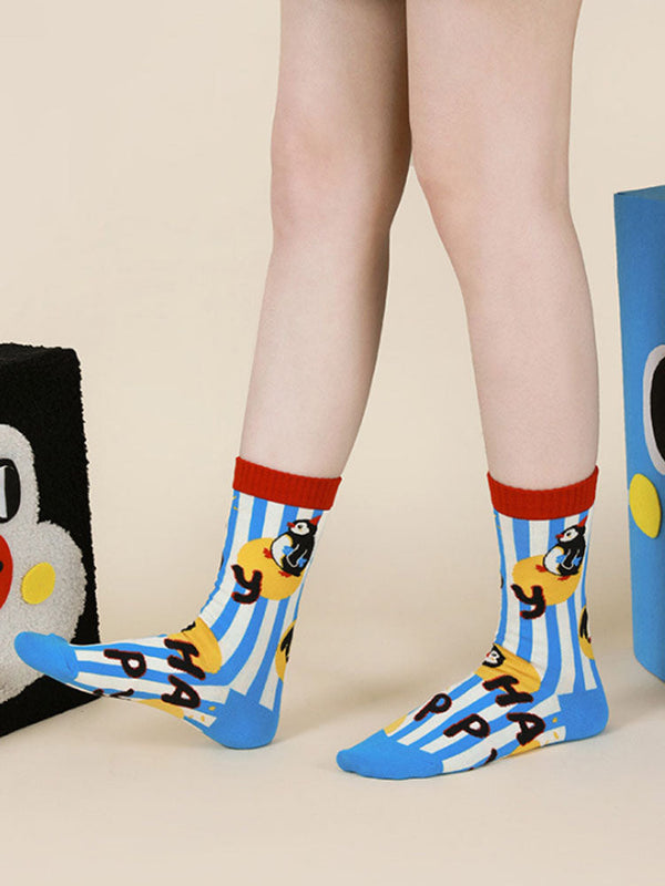 Cute Cartoon Penguin Polka Dot Socks