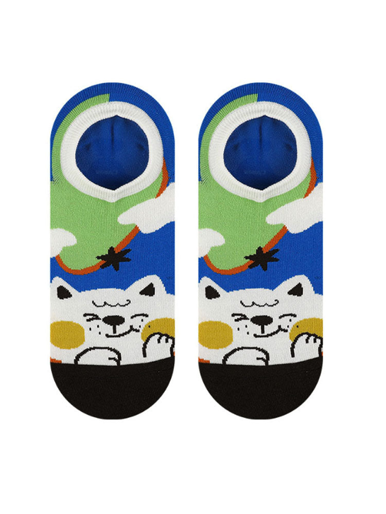 Cartoon Kitty Boat Socks