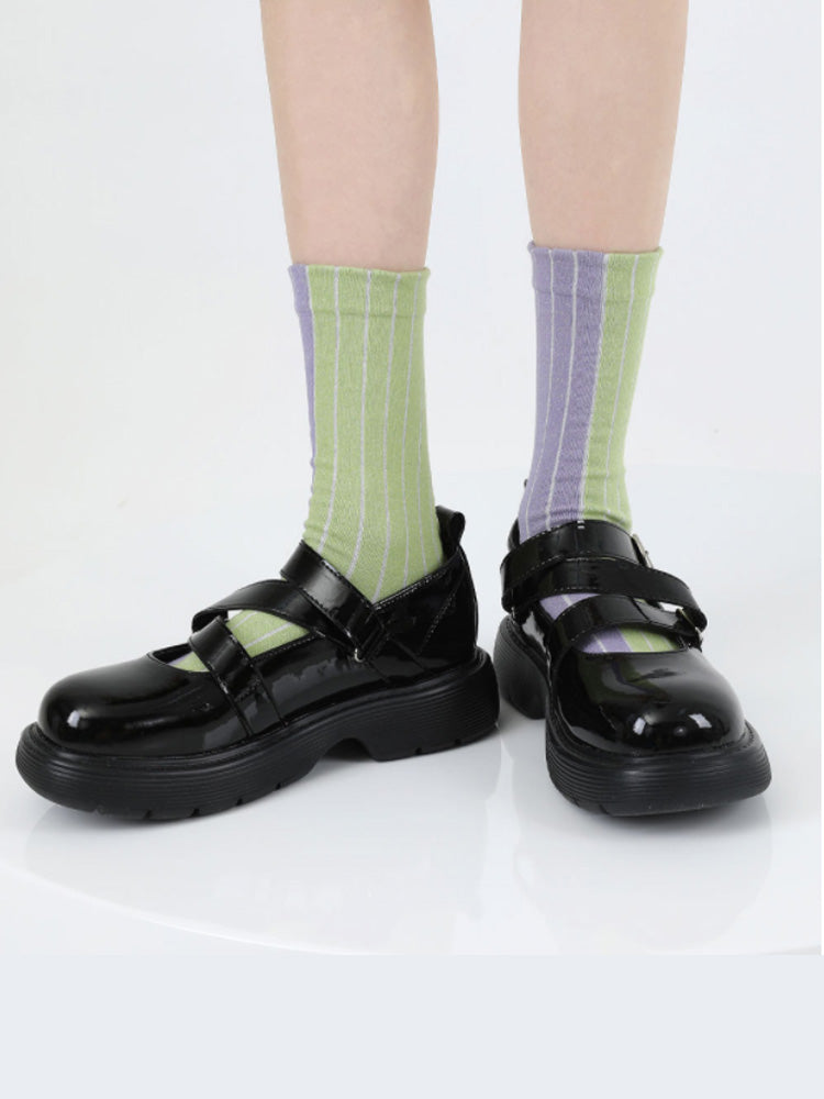 Wavy Edge Colorful Striped Cotton Socks