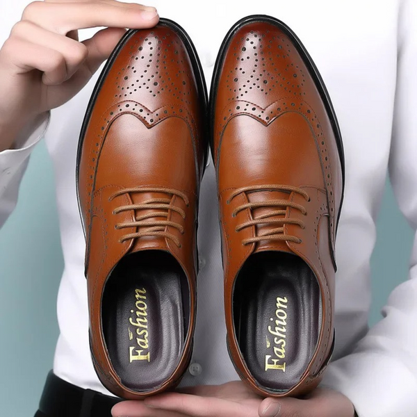 Mens Calf Leather Brogue Dress Shoes