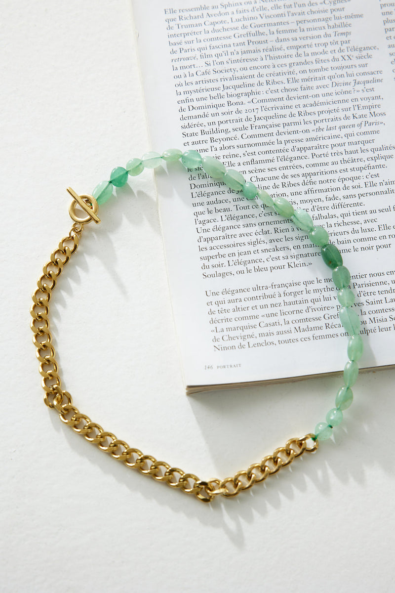 18k Gold Plated Hidden Letters Necklace Gold Green