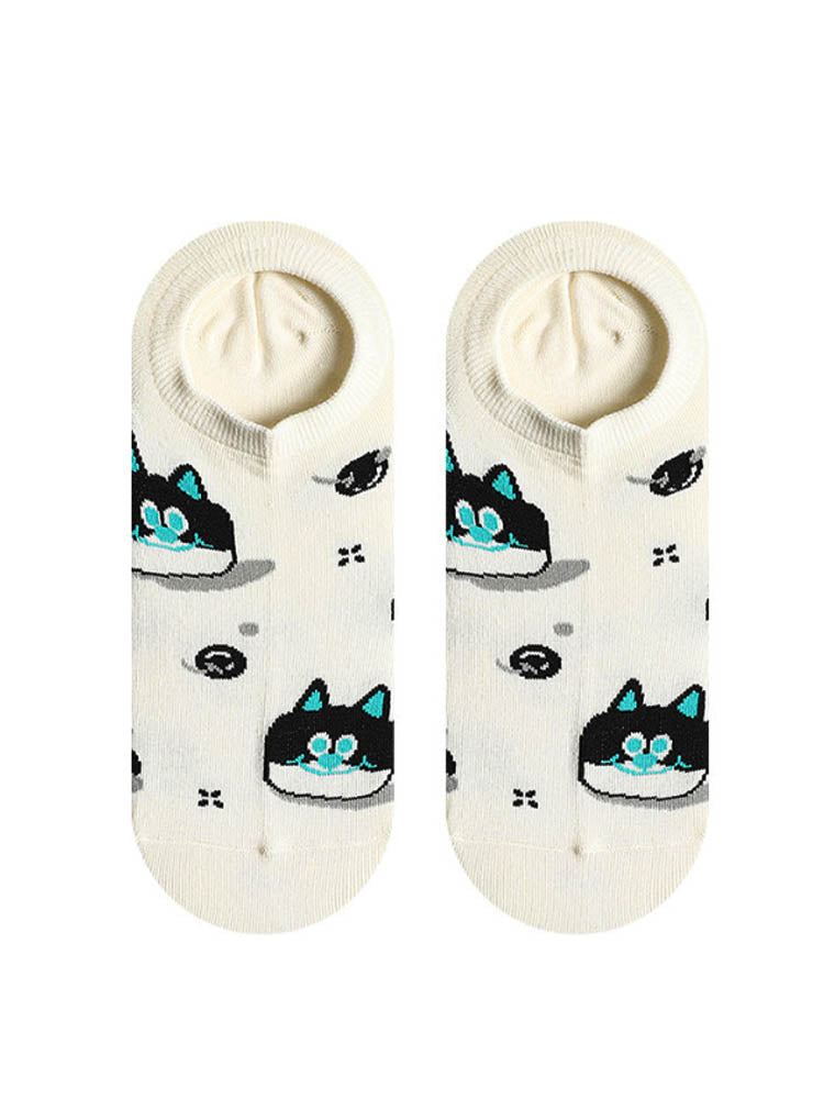 Cartoon Kitty Boat Socks