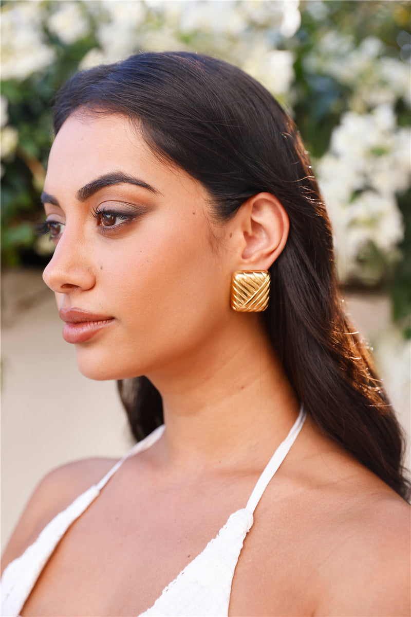 18k Gold Plated Cushions Earrings Gold