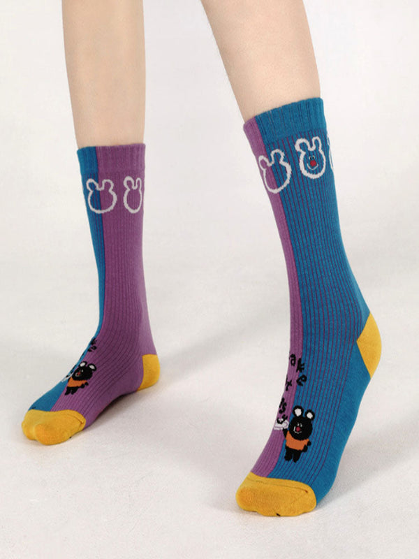 Cartoon Black Bear Cotton Socks