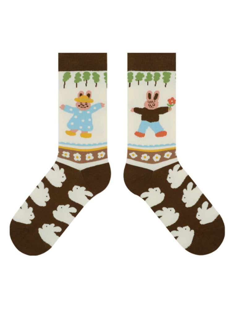 Cute Bunny Mid-Calf Socks