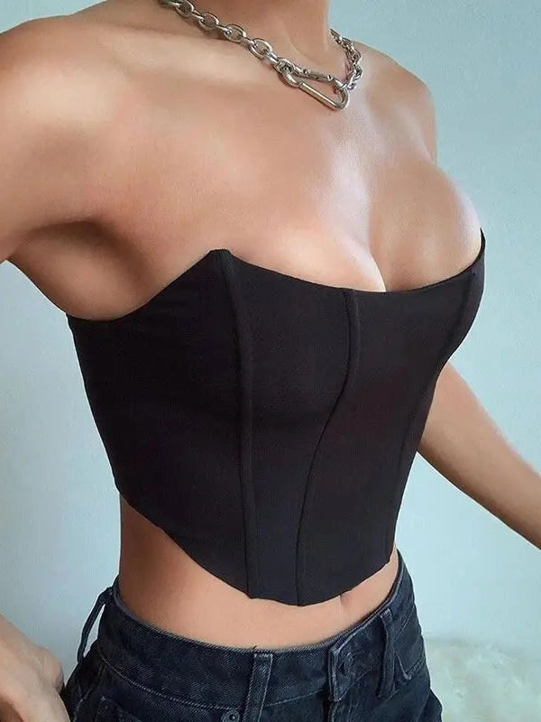 TodoBlack Velvet Corset Crop Top