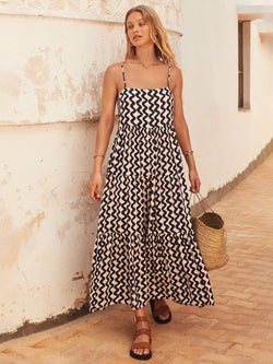 Strappy Square Neck Split Maxi Dress