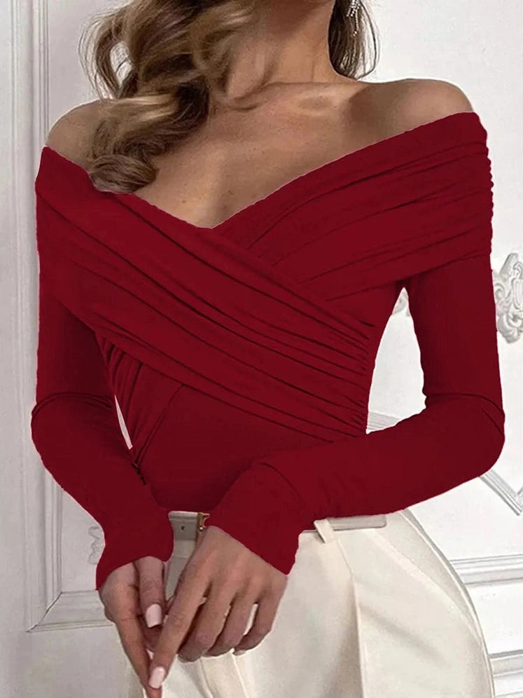 Cool Babes Off-Shoulder Ruched Bodysuit