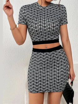 Goth Printed Mini Skirt & Tee Set