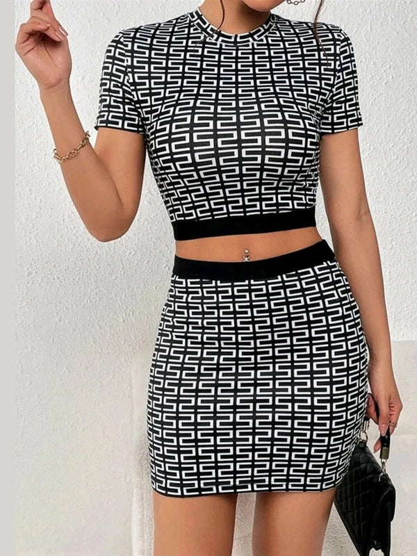 Goth Printed Mini Skirt & Tee Set