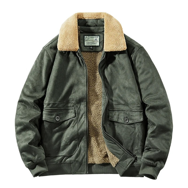 Mens Suede Aviator Bomber Jacket