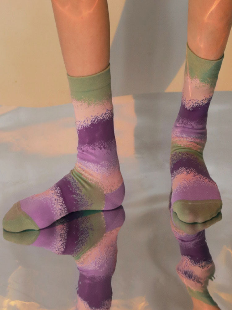 Colorful Gradient Theme Cotton Socks