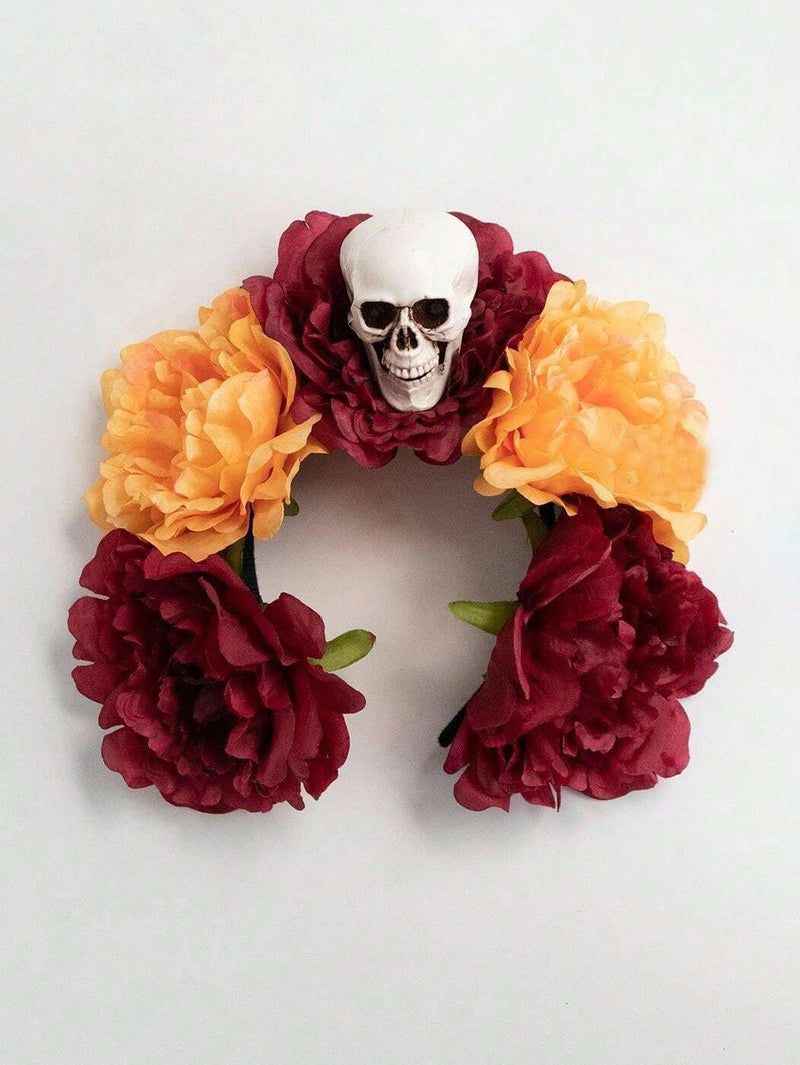 Halloween Skull Flower Headband