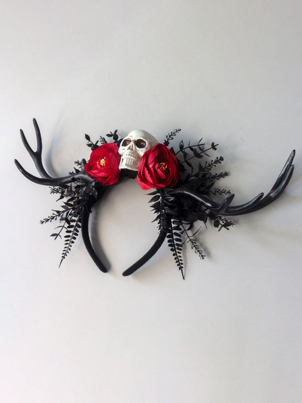 Halloween Flower Antler Headband Crown